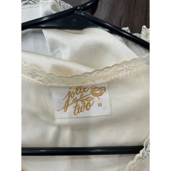 Vintage Jola Two Sheer Pleated Lace Trim Blouse Sz Medium - Picture 5 of 12